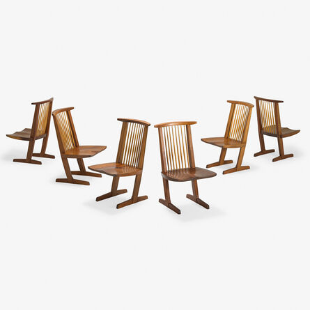 Mira Nakashima, ‘Set of six Conoid chairs with single-slab seats, New Hope, PA’, 2005