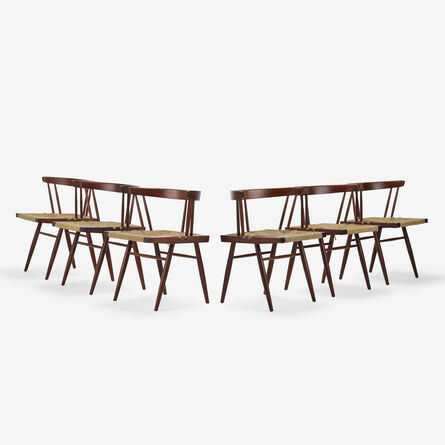 George Nakashima, ‘Grass-Seated chairs, set of six’, c. 1967