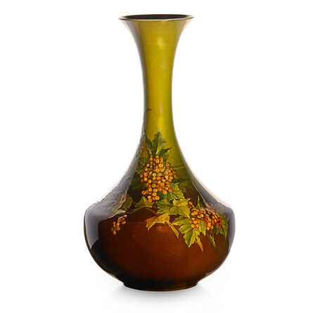 Kataro Shirayamadani, ‘Early Standard Glaze Light vase with fruiting viburnum branches, Cincinnati, OH’, 1889