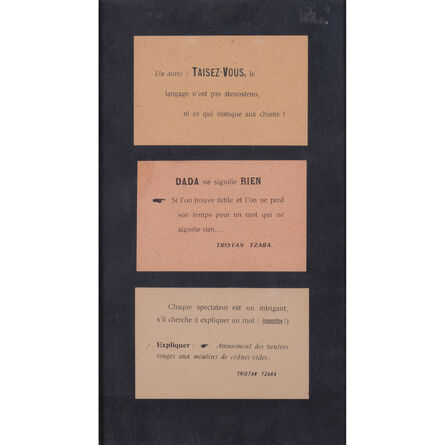 Tristan Tzara, ‘Trois cartes imprimées Dada’
