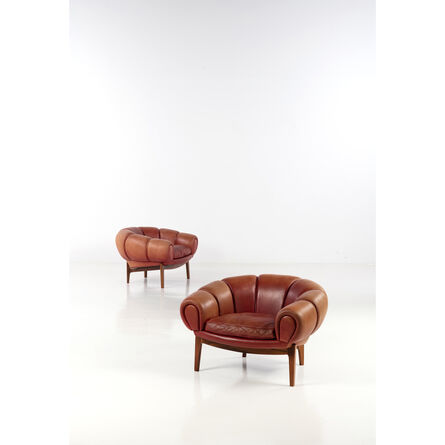Illum Wikkelsø, ‘Croissant, Pair of fireside chairs’, near 1950