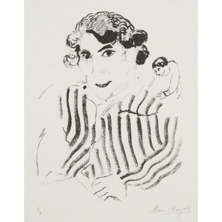 Marc Chagall, ‘Self-Portrait In Striped Shirt’, 1922 (printed in 1956)