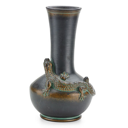 Norse Pottery, ‘Rare vase with modeled lizard, Edgerton, WI’, 1900s