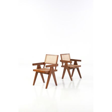 Pierre Jeanneret, ‘Office Cane Chair; Pair of Armchairs’, circa 1955-1956