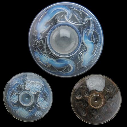 Lalique, ‘Three inkwells: "Mûres," "Escargots," "Trois Sirenes"’