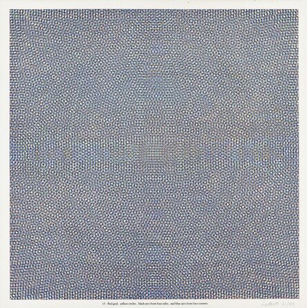 Sol LeWitt, ‘Red grid, yellow circles, black arcs from four sides, blue arcs from four corners’, 1972