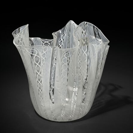 Fulvio Bianconi, ‘A vase 'a fazzoletto a canne di reticello' and 'zanfirico lattimo'  model 3924’