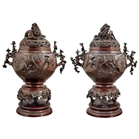 ‘Pair of Japanese Bronze Vases’, Meiji Period-late 19th century