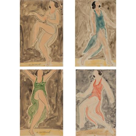 Abraham Walkowitz, ‘Isadora Duncan (Light Blue); Isadora Duncan (Blue); Isadora Duncan (Green); Isadora Duncan (Red)’