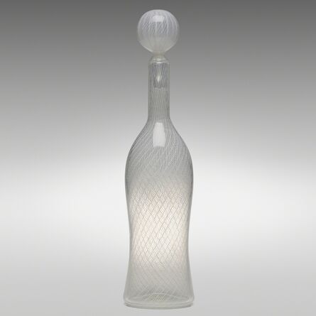 Paolo Venini, ‘Monumental Zanfirico bottle with stopper, model 4579’, 1956