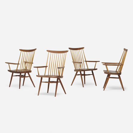George Nakashima, ‘New Chairs with Arms, set of four’, 1965