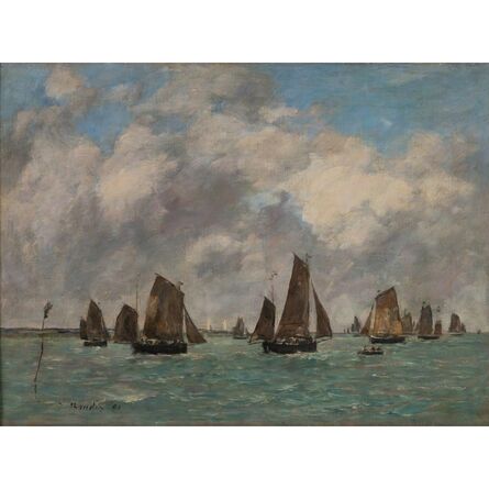 Eugène Boudin, ‘Etaples. Sortie des barques de pêche’, 1890