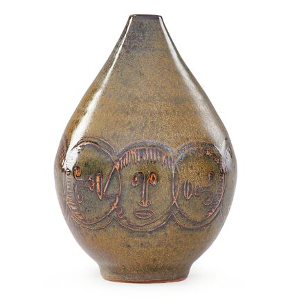 Edwin Scheier, ‘Small early vase with faces’, 1950s-60s