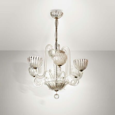 Seguso, ‘A pendant lamp in Murano glass with a metal structure’, 1940