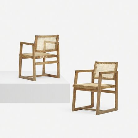 Pierre Jeanneret, ‘armchairs from Chandigarh, pair’, c. 1960