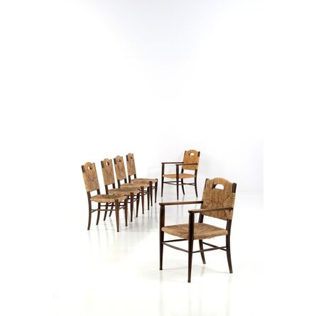 Émile-Jacques Ruhlmann, ‘"Rendez vous des pêcheurs de truite"; Set of two chairs and for Armchairs’, circa 1935