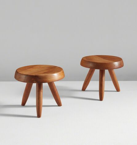 Charlotte Perriand, ‘Pair of low tripod stools’, 1950s