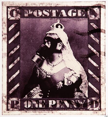 James Cauty, ‘Gas Mask Queens and CNPD Stamp Sheet (three works)’, c. 2007