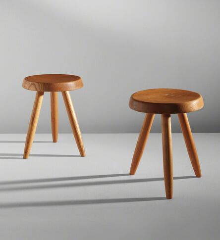 Charlotte Perriand, ‘Pair of tripod stools’, designed ca. 1947