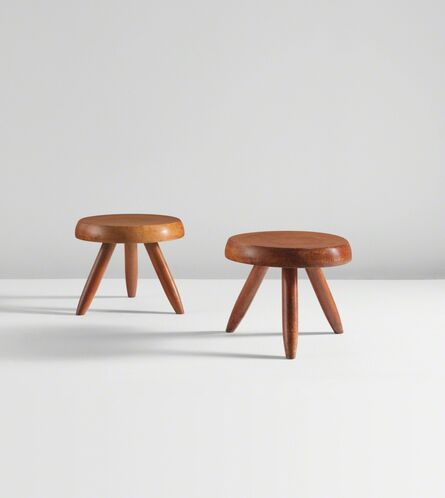 Charlotte Perriand, ‘Pair of low tripod stools’, 1950s