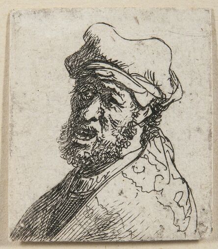 Rembrandt van Rijn, ‘Man Crying Out, Three-Quarters Left: Bust’, c. 1630-probably an 18th century impression