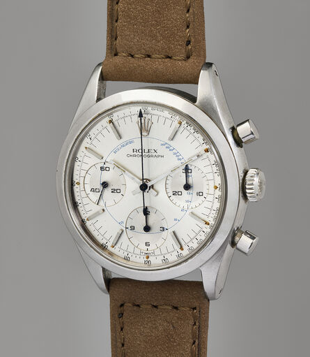 Rolex, ‘An extremely rare, very attractive, and well-preserved stainless steel chronograph wristwatch with blue pulsometer scale’, Circa 1963