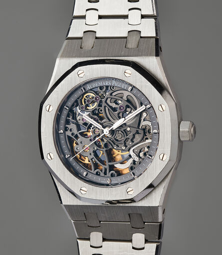 Audemars Piguet, ‘A very fine and rare stainless steel skeletonized wristwatch with original guarantee, presentation box, and accessories’, 2012