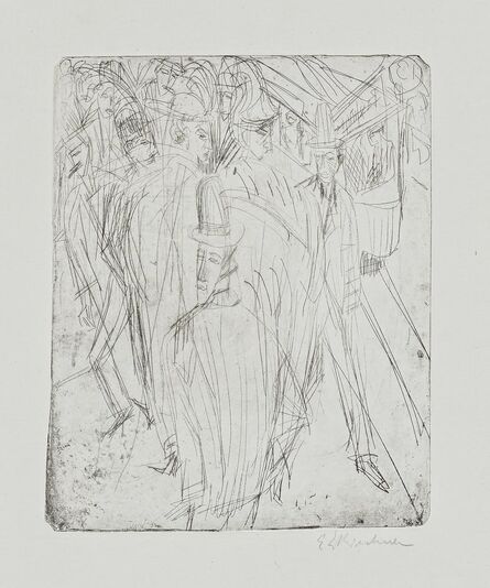 Ernst Ludwig Kirchner, ‘Passantenknäul und Elektrische’, 1914