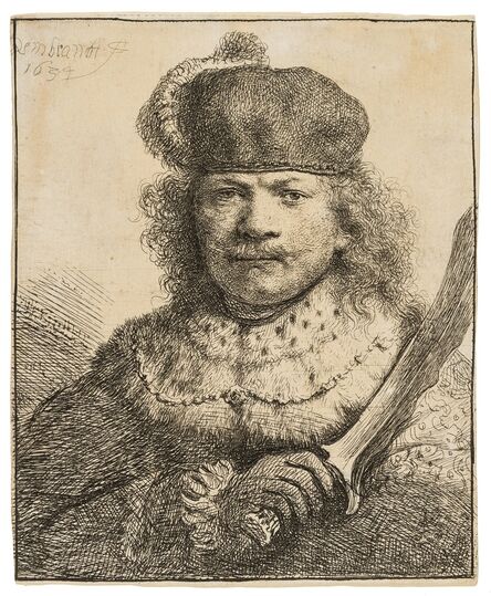 Rembrandt van Rijn, ‘Self-Portrait with a Raised Sabre’, 1634