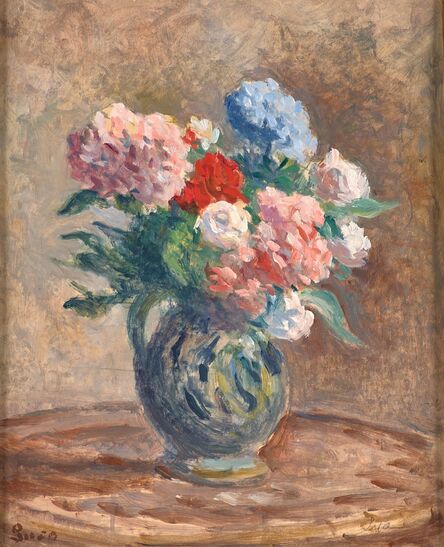Maximilien Luce, ‘Hortensias et Roses Dans un Vase’