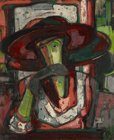 Max Kaus, ‘Frau mit großem Hut’, 1952