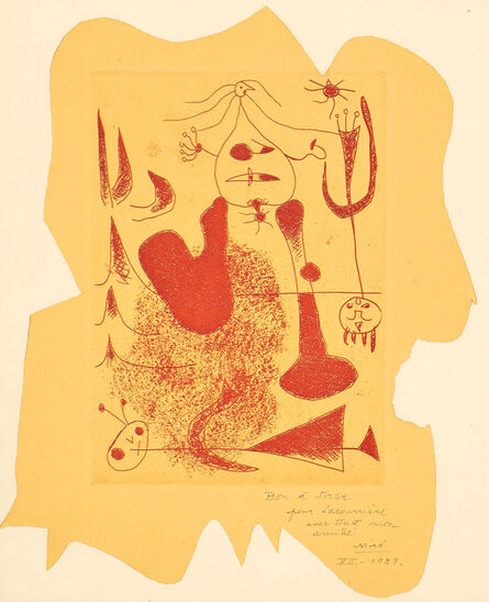 Joan Miró, ‘Frontispiece, for Sablier couché (Reclining Hourglass) (D. 20, C. 5)’, 1938
