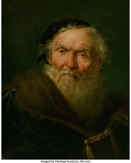 Giuseppe Nogari, ‘Bearded old man wearing a fur-trimmed cloak with gold clasp’, circa 1750