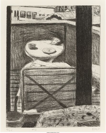 Richard Diebenkorn, ‘#31 from 41 Drypoints/Etchings (Looking out at desk of artist's residence)’, 1965