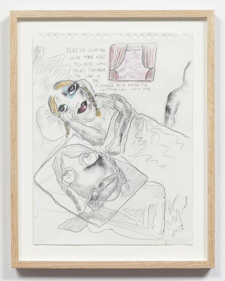 Bjarne Melgaard, ‘Untitled, Teresa Duncan with man next to her who talks through the sink in the kitchen as mean to communicate with her’