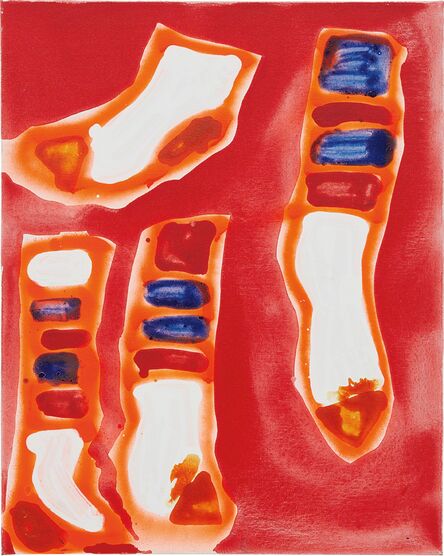 Katherine Bernhardt, ‘4 Socks on Red’, 2014