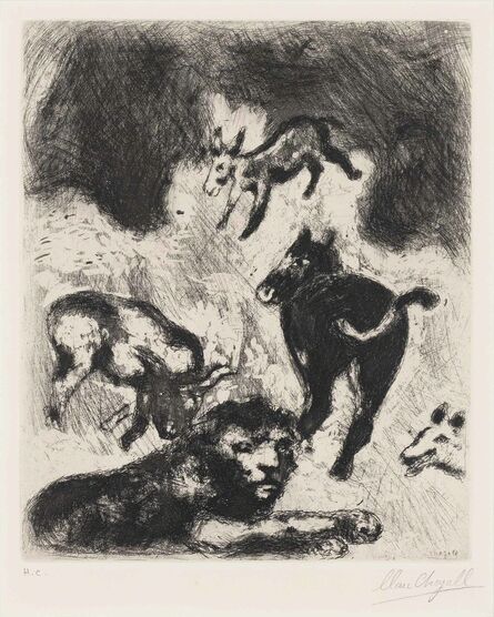 Marc Chagall, ‘LE LION ET L'ÀNE CHASSANT (CRAMER 22)’, 1927-30
