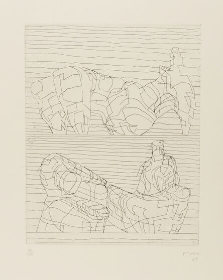Henry Moore, ‘Two Reclining Figures Linear (Cramer 107)’, 1969