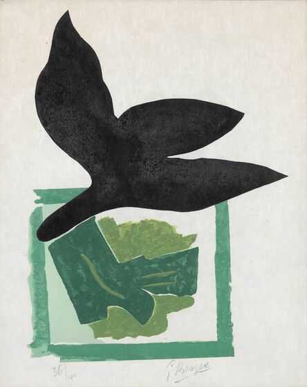 Georges Braque, ‘Oiseau Noir Sur Fond Vert (V. 181)’, 1962