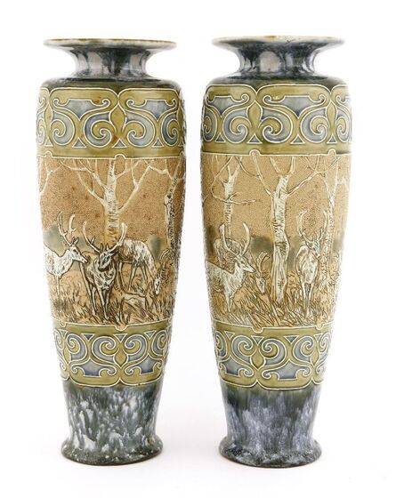 Hannah Barlow, ‘A pair of Royal Doulton stoneware vases’