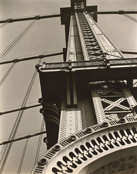 Berenice Abbott, ‘Manhattan Bridge: Looking up from Bowery and Canal Street’, 1936
