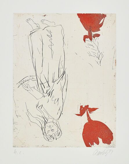Georg Baselitz, ‘Frau am Abgrund, zwei Rosen (Woman at Abyss, Two Roses)’, 1999