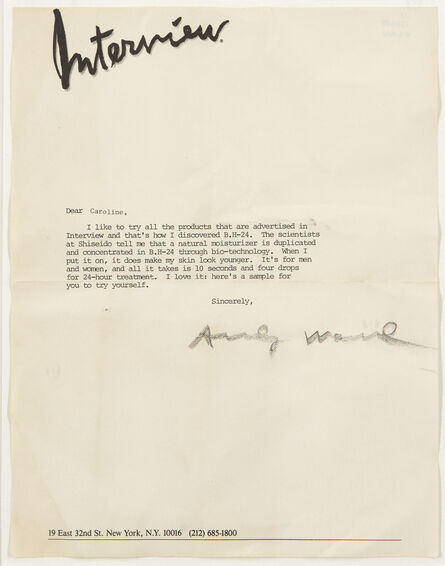 Andy Warhol, ‘Typed Letter’, 1979