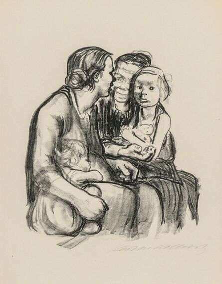 Käthe Kollwitz, ‘Zwei schwatzende Frauen mit zwei Kindern’, 1930
