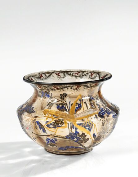 Emile Gallé, ‘"Sauterelle et Chrysanthèmes" Vase’, circa 1880-1885