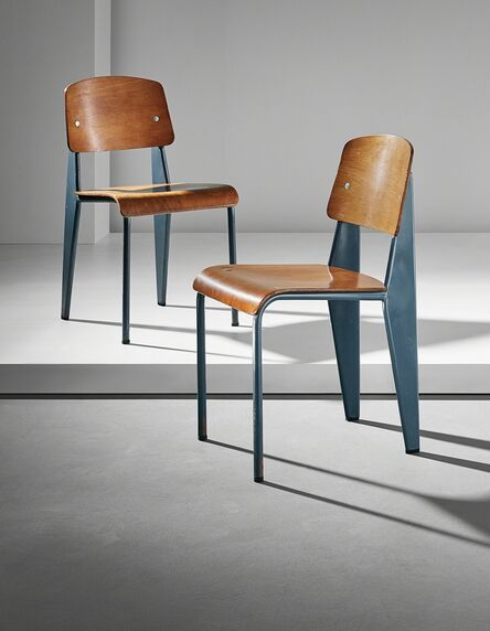 Jean Prouvé, ‘Pair of "Semi-metal" chairs, model no. 305’, ca. 1950