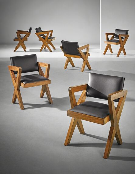 Pierre Jeanneret, ‘Set of six 'Showroom' armchairs, model no. PJ-SI-49-A, possibly designed for the Tagore Theater, Chandigarh’, ca. 1961