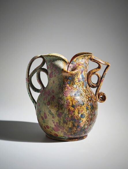 George Ohr, ‘Mottled two-sided, two-handled vase’, ca.1895
