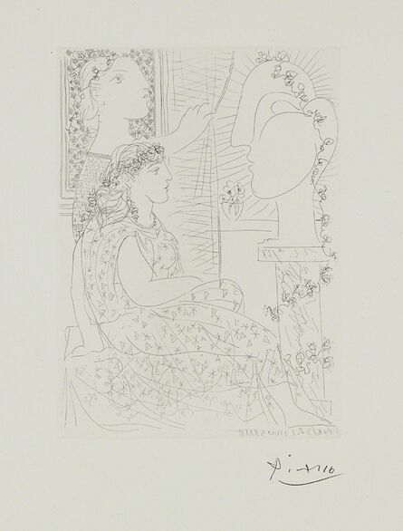 Pablo Picasso, ‘Deux modèles vêtus (Two Dressed Models), plate 42 from La suite Vollard’, 1933