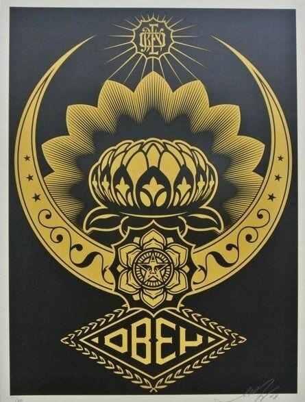 Shepard Fairey, ‘Lotus ornament (gold/black)’, 2008